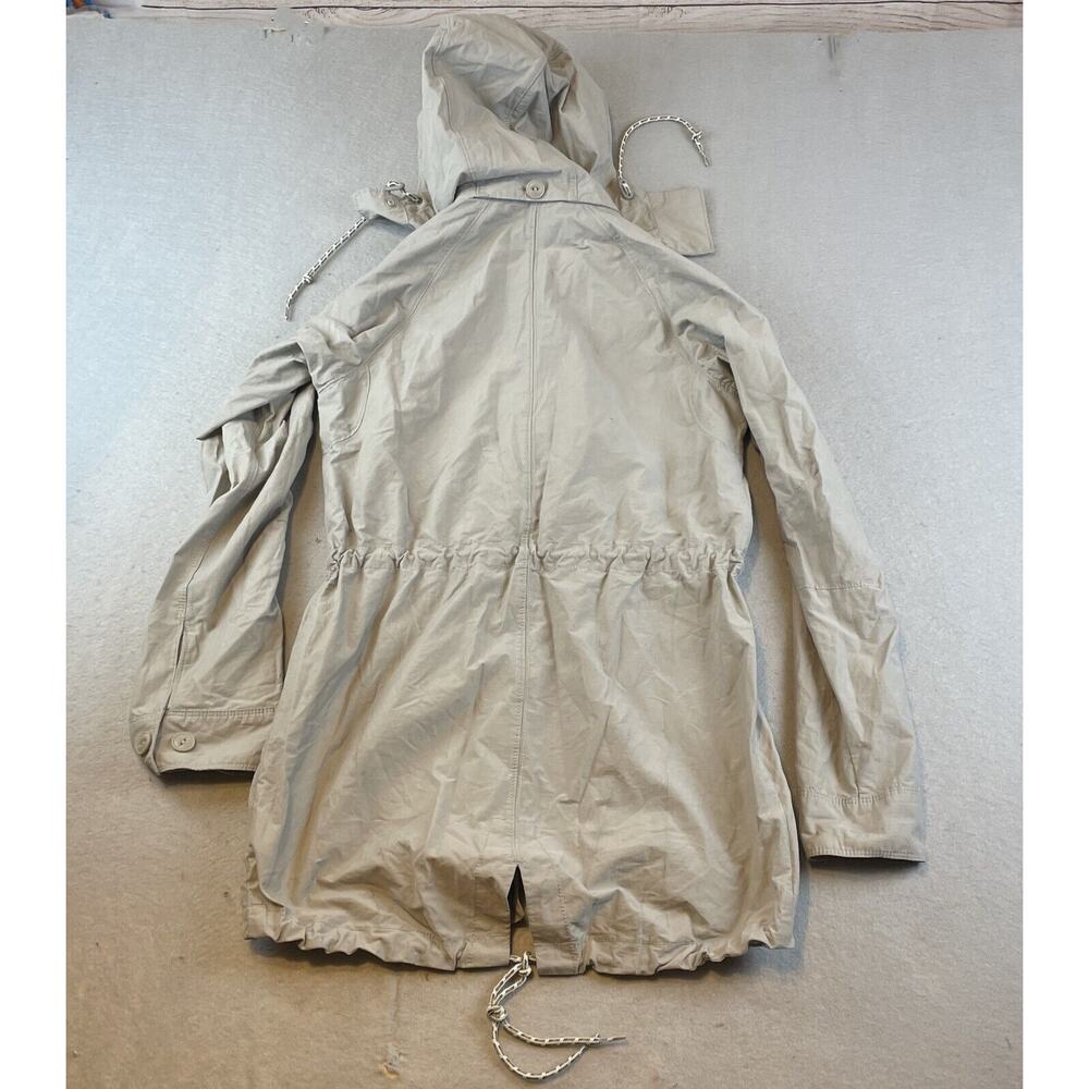 Columbia Womens Hiking Long Rain Jacket Sz XS Khaki Beige Zip Hood Cinch - Picture 12 of 16
